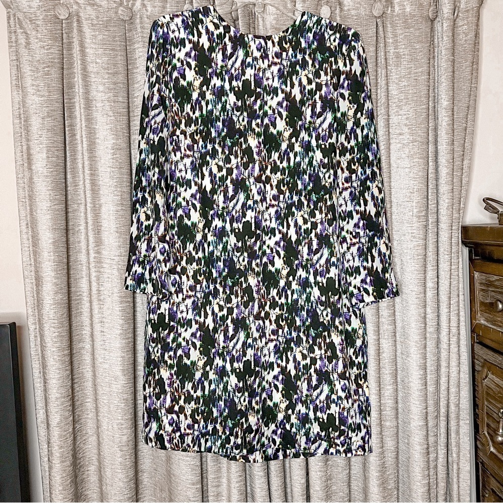 ERDEM Emma Wiggle Abstract Print Silk Mini Shift Dresss